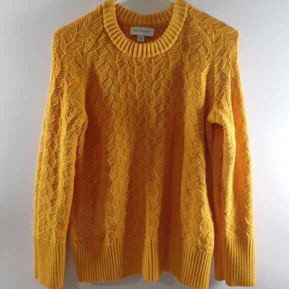 Free Assembly - Cable Knit Sweater Crew Neck Pullover - Orange/Yellow Womens Med - Picture 1 of 3